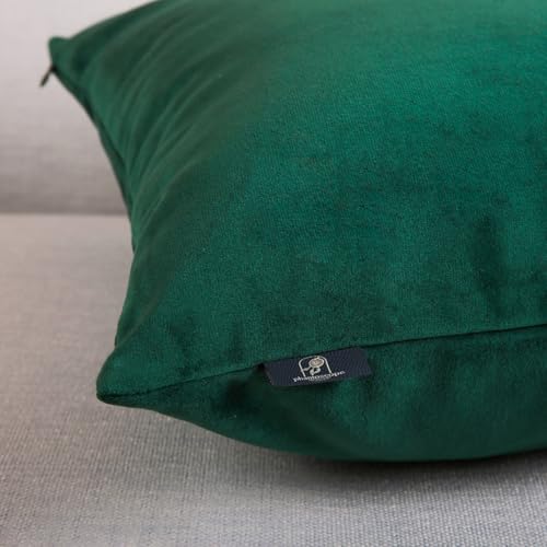 Phantoscope Pack of 2 Christmas Velvet Decorative Throw Decorative Pillow Cover Soft Solid Square Cushion Case for Couch Christmas Green 18 x 18 inches 45 x 45 cm