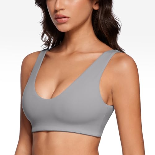 Image of INGIA Womens U-Neck Sports Bra Padded U Back Medium Impact Fitness Yoga Bar Workout Crop Top with Built in Bra