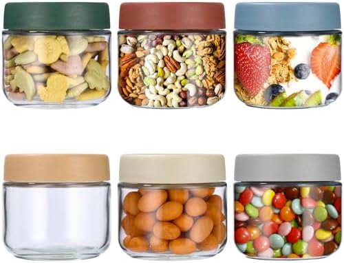 Cotepi 6 Piezas 300 ML Tarros de Cristal,Vasos Yogurtera con Tapa...