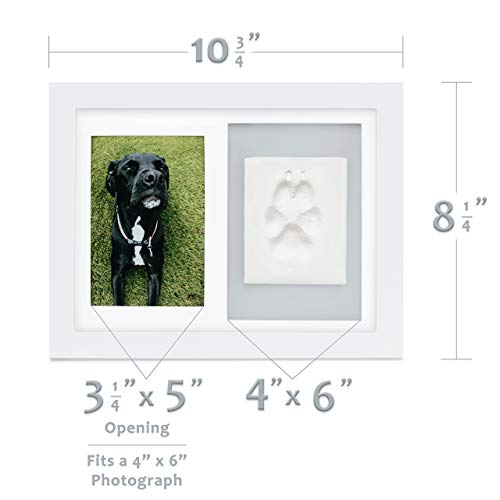 Better World Pets Paw Print + Photo Keepsake Frame Holds 4 X 6 Inch Picture – Memorial Clay Imprint Kit – For Dogs And Cats – Perfect For Pet Lovers – Wall Mount, White #TOP4