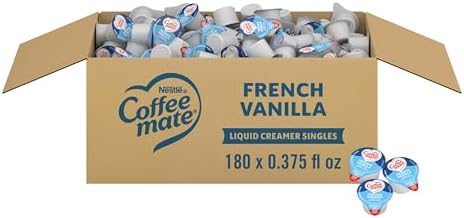Nestle Coffee mate Coffee Creamer, French Vanilla, Liquid Creamer Singles, Non Dairy, No Refrigeration, 0.375 fl oz Tubs (Pack of 180)