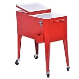 VeenShop Red Portable Outdoor Patio Cooler Cart red Cooler cart Will add Beauty to Your Patio and it