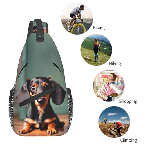 Bolso cruzado de hombro con estampado de perro salchicha miniatura 6