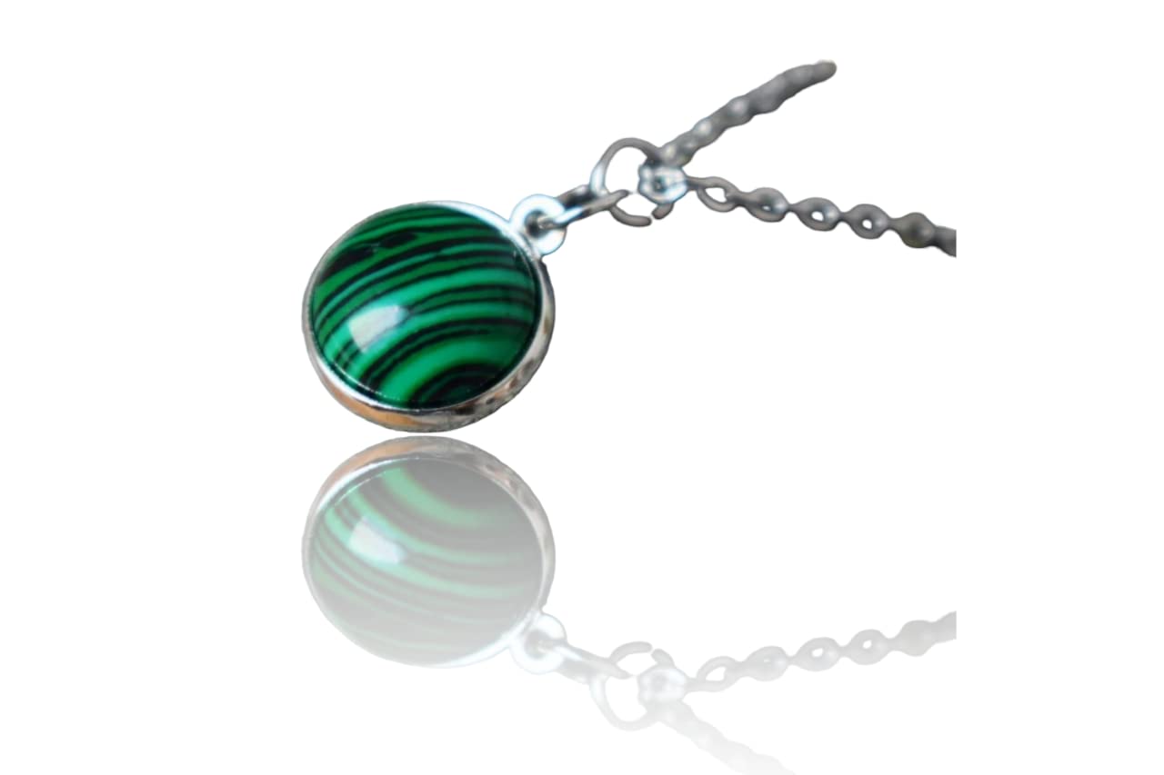 Malachit Kette, Halskette Frauen, 12mm Malachit Anhänger, grün Schlichte Halskette, Schmuck Damen