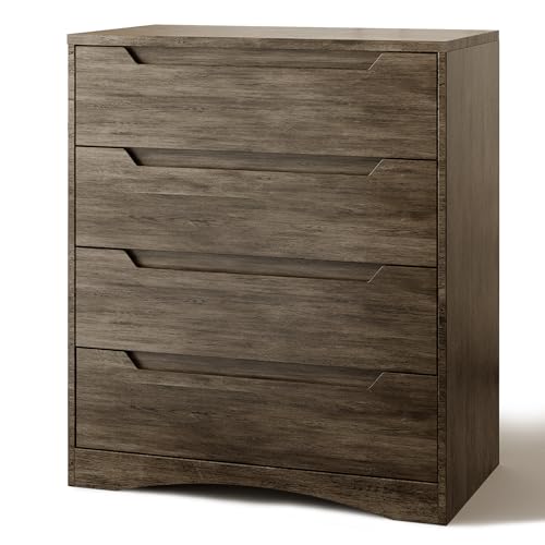 Blishom Kommode mit 4 Schubladen, Kommode für Schlafzimmer, für Büro, Wohnzimmer, Schlafzimmer, Flur, Möbel, 71 x 41 x 82 cm, Dunkelbraun