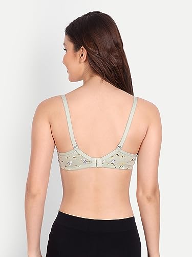 Image of Women Flower Printed Padded Bra - Made of Pure Cotton Full Coverage Non Wired Soft Cup for T-Shirt Saree Dress for Everyday