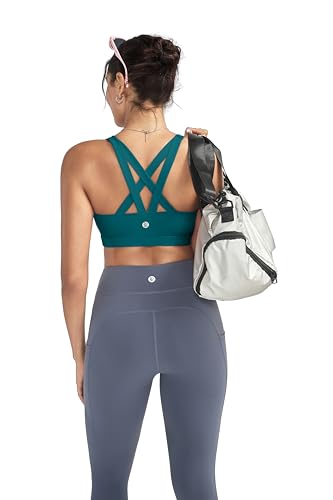 Image of RUNNING GIRL Sports Bras for Women,Padded Strappy Sports Bras Criss-Cross Back Medium Support Sports Bras with Removable Cups