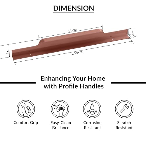 Image of Plantex Profile Handle for Kitchen Cabinet /12 Inch Aluminium Drawer Profile Handle /Wardrobe Pull Handle for Home /Office /Hotel - Pack of 2 (Rose Gold)