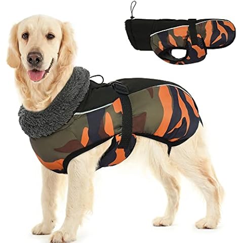 IDOMIK Dog Coat Warm Dog Winter Coat, Waterproof Dog Jacket for Large Dogs, Dog Cold Weather Coat Reflective Fleece Coat with High Collar, Dog Snow Jacket Snowsuit Vest for Small Medium Large Dogs, S Cover