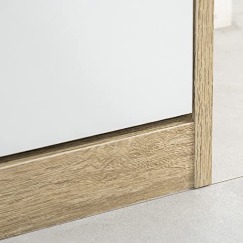 Miniatura 7 de Homcom Zapatero Estrecho, 2 Puertas Abatibles, Zapatero Entrada Recibidor Para 8 Pares De Zapatos, Para Pasillo, Espacios Reducidos, 62,5x26x81 Cm, Roble Y Blanco
