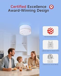 Heiman Matter Smoke Detector, Smart Photoelectric Fire Alarm, Ul217-10Th Certified, Battery Powered, Real-Time Notification, Compatible with Smartthings, Home Assistant, Mini Portable for Home Travel