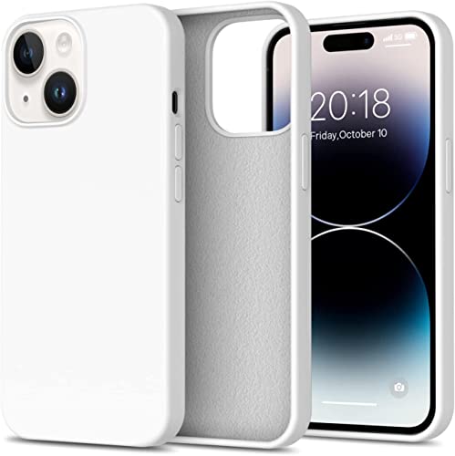 Image of DIZORO Silicone Back Case for iPhone 14 Plus, Soft-Touch Phone Microfiber Silicone Back Cover for iPhone 14 Plus-White