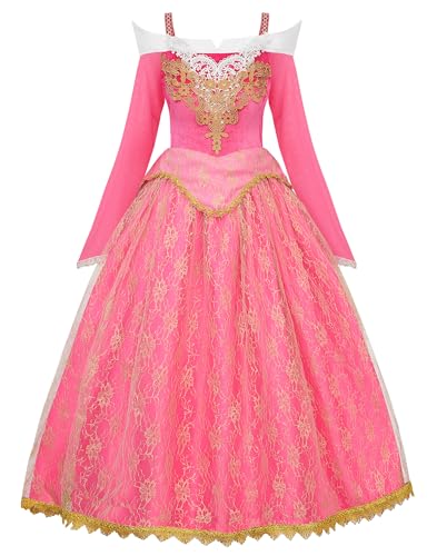 JerrisApparel Prinzessinnen-Kostüm für Damen, schulterfrei, Dornröschen, Festzug, Paty-Kleid, Rosarot, 0