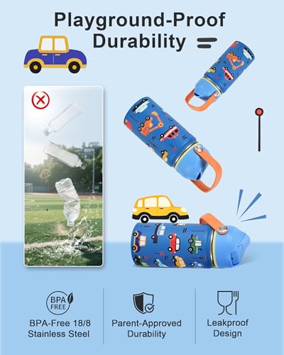 Botella de Agua para Niños 14oz, Termo Aislado para Niños de Acero Inoxidable miniatura 3