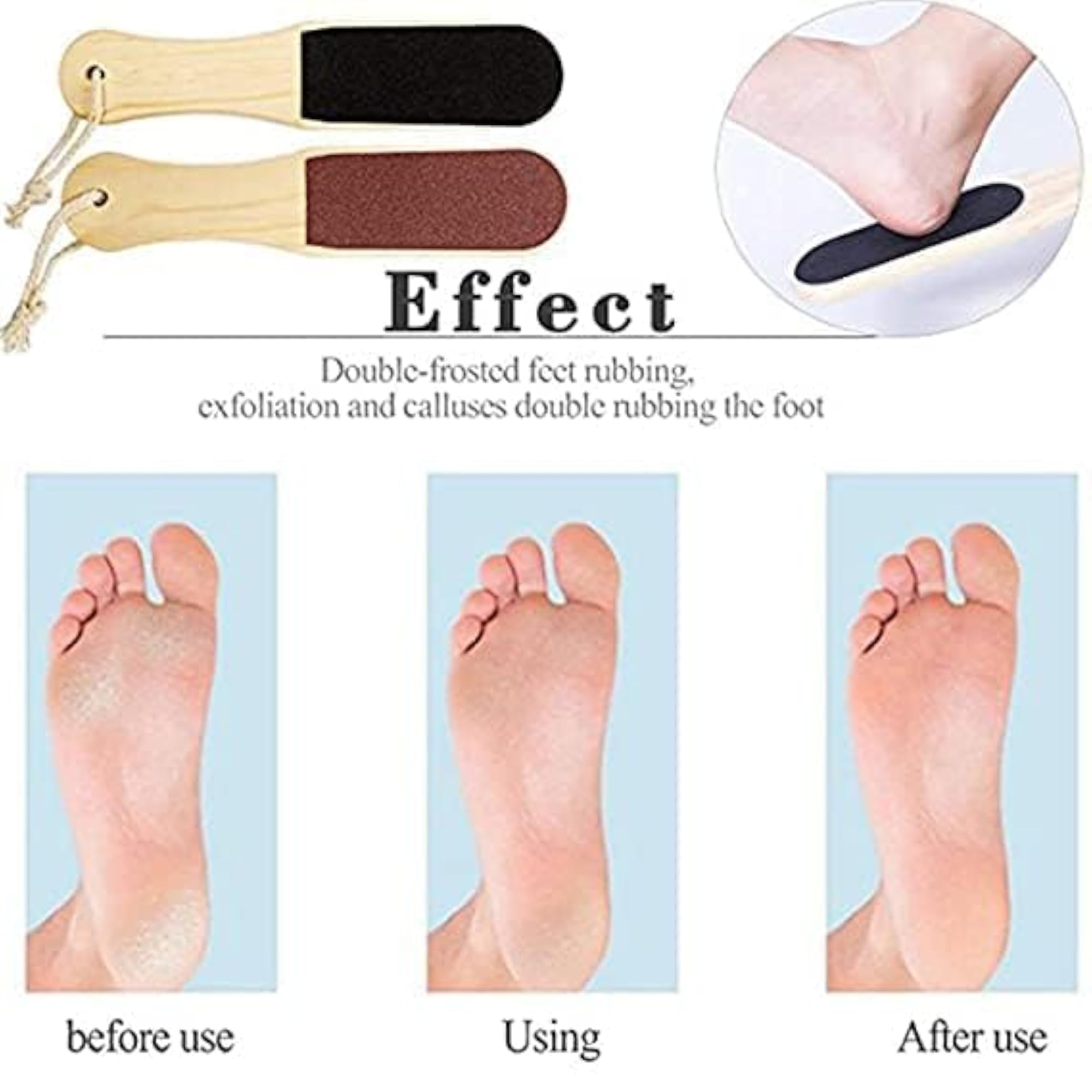 Double Sided Foot Scrubber with Wooden Handle, Pack of 1