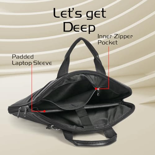 Image of Bagneeds 14 Inch Laptop Office Bag for Men & Women | Premium Synthetic Leather Business Briefcase | Padded Compartment | Adjustable Shoulder Strap