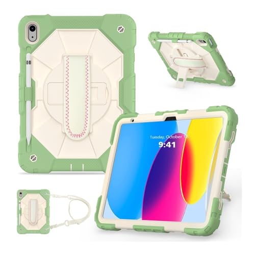 Coque iPad 11 2025 silicone vert matcha avec support et bandoulière