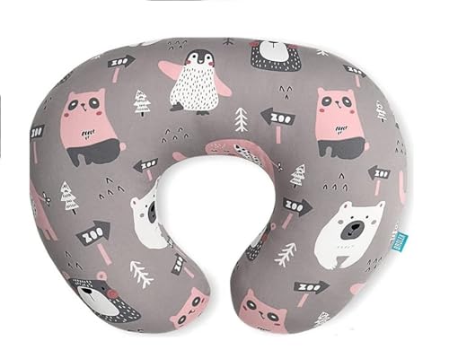 Image of Proliva Feeding Pillow for New Born Baby with Detachable Cover Breast Feedin, Maternity Nursing Pillow for Breastfeeding Set of Support for Baby Feeding Pillow Mom Home (ANI-Greys-A2)