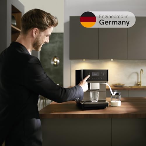 Image of Miele CM 6360 MilkPerfection Automatic Coffee Machine - OneTouch for Two, AromaticSystem, 8 individual profiles, DoubleShot, WiFi-compatible, LED lighting, in Obsidian Black BronzePearl Finish