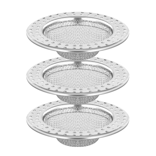 Sink Strainer 3Pcs Stainless Steel Kitchen Sink Plug Fine Mesh Drain Protector For Kitchen, Bathroom, 7.8cm Outer, 5.5cm Inner