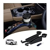 【HOADMEAT】【2025改良型 エクストレイル 隙間クッション】落下防止・市販品比 収納最深 7.5cm + カップホルダー（第 2 固定点） + フック追加 + 充電線挿す孔がある X-TRAIL T31/T32/T33 シート隙間埋め アクセサリー (運転席・助手席計 2 個 ブラック) + 窓割れハンマー 1 つ