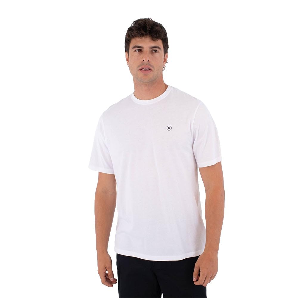 Hurley Mens Short Sleeve Printing Press Icon Circle T-Shirt, White, M EU