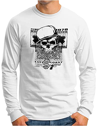 T-shirt manches longues homme OM3 Gangsta-Skull pour look urbain affirmé