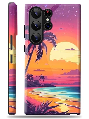 for Samsung Galaxy S23 Ultra Case with Screen Protector, Magnetic Wireless Charging, Military Grade Shockproof Dual Layer Cover for Samsung S23 Ultra, Palm Trees