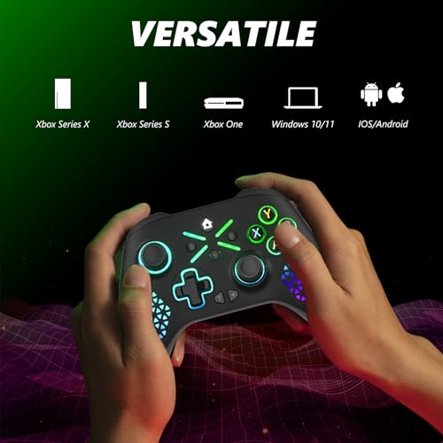 Image of Dinosoo Hall Trigger Wireless Controller for Xbox Series X|S /Xbox One /Windows 10 /11 - RGB Gamepad with Turbo, Macro, 3.5mm Audio Jack & 2.4GHz Adapter
