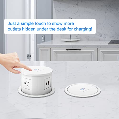 Annquan Pop Up Outlet For Countertop With 20W Usb-C,4.7Inch Pop Up Power Outlet,15W Wireless Charger,4 Outlets,1 Usb-C,1 Usb-A,Pop Up Electrical Outlet For Kitchen Conference Garage Workbench thumb #1