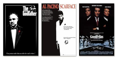 POSTER STOP ONLINE Classic Gangster Movies - 3 Piece Movie Poster Set (The Godfather, Scarface & Goodfellas) (Size 24 x 36 each)