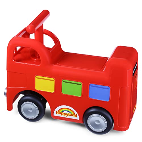 Early Learning Centre Happyland Ride On Bus-Easy Grip Handles, Strengthen Muscles & Improve Motor Skills, Ideal for Toddlers, Red