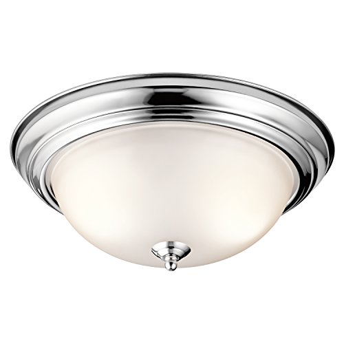 Up To 50% OFF Kichler 8116CH Flush Mount Round Glass Ceiling Lighting, Chrome 3-Light (16" W x 7" H) 180 Watts