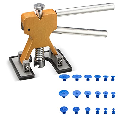 DEF Auto Paintless Dent Repair Kit,Golden Car Dent Puller with Bridge Dent Puller Kit for Auto Body Dent Removal, Minor Dent and Deep Dent Removal, Hail Damage and Door Dings Repair