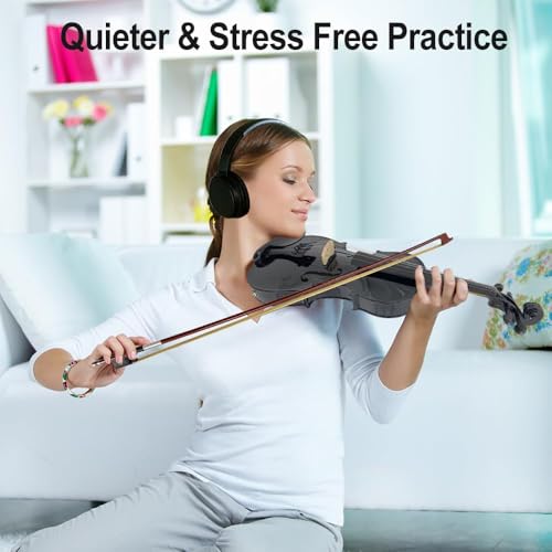 Image of Electric Violin 4 /4 full Size 4 string Acoustic Violin Spruce Maple Ebony Wood with Case, Bow Handmade for Beginners, Students, Professionals (Black)