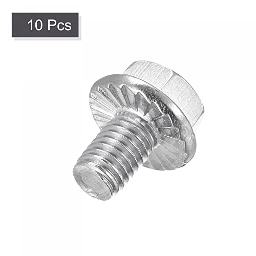 Image of uxcell M8x12mm Hex Serrated Flange Bolts Screws Metric Thread 304 Stainless Steel 10pcs