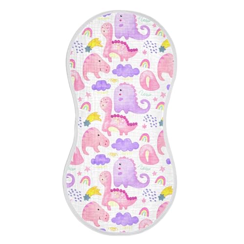 xigua Cute Pastel Dinosaurs Muslin Baby Burp Cloths Set of 1, Super Soft & Absorbent Burping Rags, Cotton Burp Clothes Shower Gift for Newborn, Baby Girls and Boys