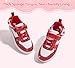 LUCKY STEP Girl's Glitter Sneakers Slip On Hook and Loops Athletic Sparkly Beads Casual Tennis School Party Cute Running Shoes for Children/Girls/Kids(White/Red,Little Kids 13)
