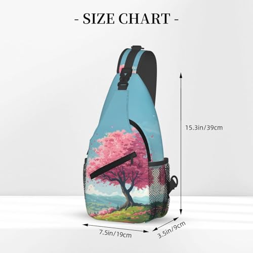 Mochila tipo sling Cherry Blossom Landscape para mujer y hombre miniatura 3