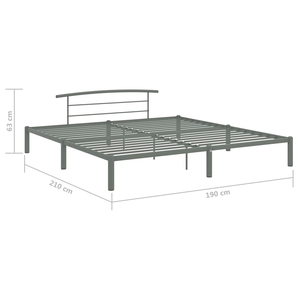 Gray Metal Bed Frame, 180x200 cm | Features a durable steel platform design supporting mattresses without a box spring in bedrooms and guest rooms.