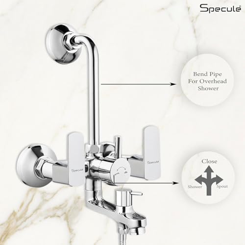 Image of Cube Series, Brass Wall Mixer For Bathroom | 3 in 1 with 8 x 8 Inches Overhead Shower Set | Mist Hand Shower Set with 1.5 Meter Hand Shower Pipe | Wall Mixer | Shower Set (Chrome)