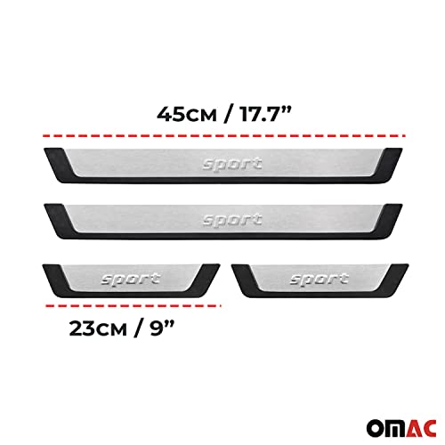 Omac Automotive Interior Accessories Stainless Steel Chrome Door Sill Cover | Car Door Entry Guards | Panel Step Protector Flexible Trim Scuff Cover Fits Honda Ridgeline 2008-2023 #TOP7