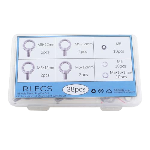 Pernos M5 de acero inoxidable 304 RLECS resistente a corrosión marina juego de 38 piezas duraderas