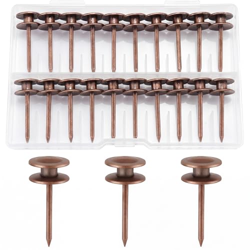 Image of Hotop 25 Pcs Double Headed Picture Hangers Nails Small Head Hanging Nails Picture Photo Hanging Hook Pins Decorative Nail Hook Hangers for Home Office School (Red Bronze)