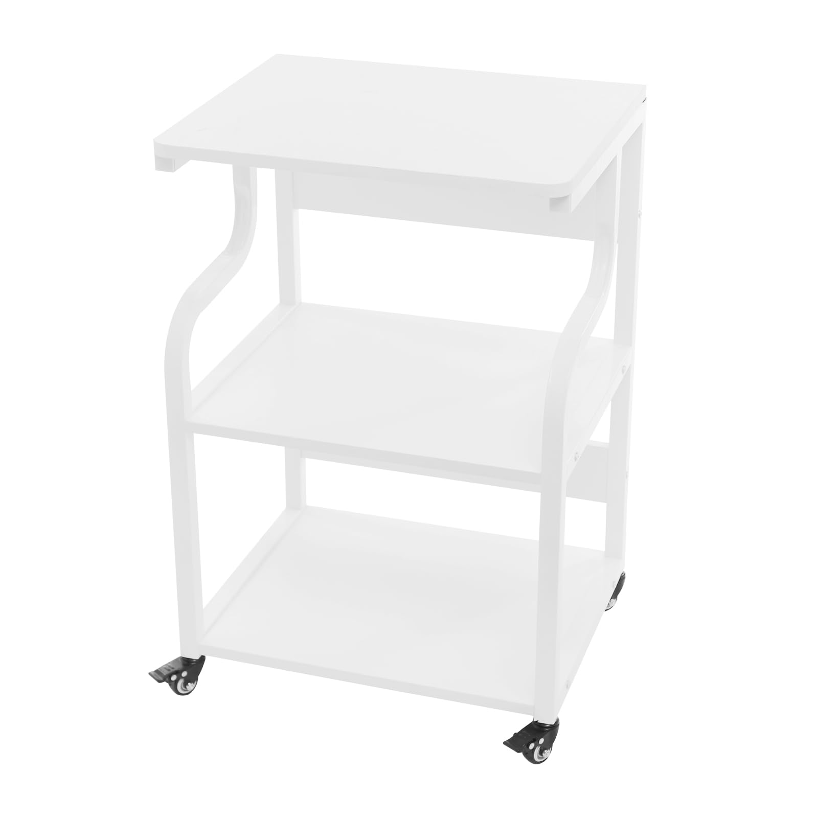Tavolo per stampante a 3 livelli con ruote universali, 50 x 40 x 74,5 cm, in metallo, oltre 80 kg, per uffici domestici, uffici aziendali, sale di studio, spazi di stampa