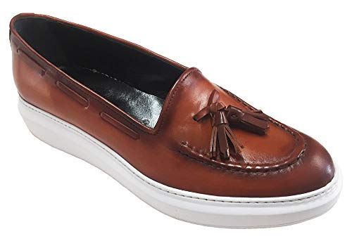 Mocasines de hombre con pompón personalizables en marrón talla 45 de piel premium