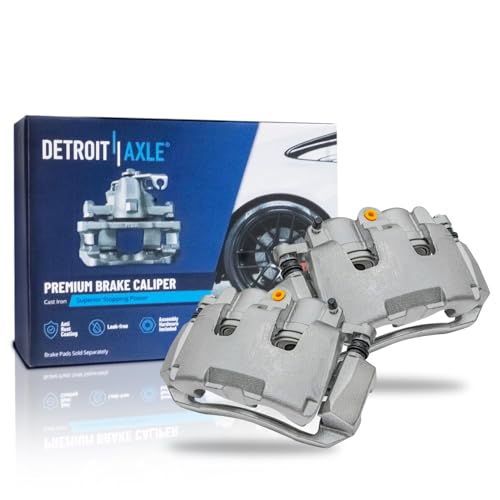 Image of Detroit Axle - Front Brake Kit for 09-10 Dodge Ram 1500 11-18 Ram 1500 | 2019-2023 Ram 1500 Classic Drilled and Slotted Disc Brakes Rotors Brake Calipers Replacement Ceramic Brake Pads