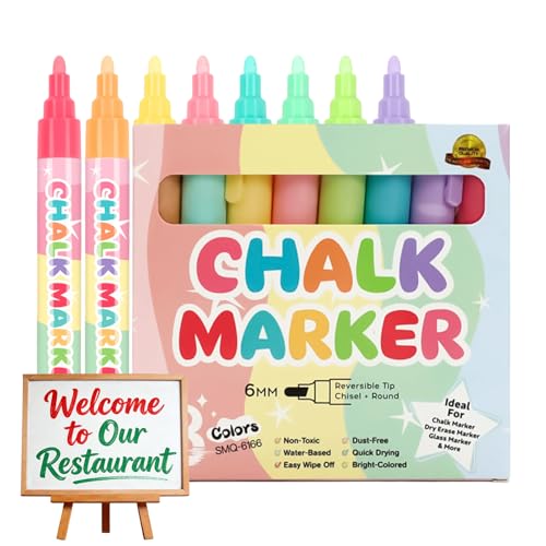 Generisch Rotuladores de tiza líquida borrables, 8 unidades, rotuladores de colores para ventanas, pizarras blancas, versátiles, para estudiantes, eventos, hogar, oficina, compactos