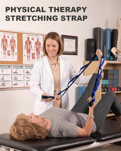 Image of Trideer Stretching Strap with Loops & Leg Lifter, Non-Elastic PT Strap | Leg Lifter Mobility Aid, Non-Elastic PT Stretching Strap, Multi-Loop Grip Control, Home Recovery Support