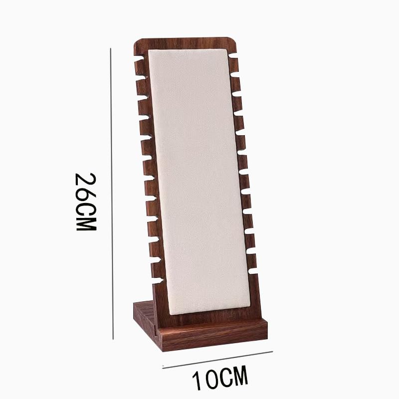 Golden Strawberry 2 Pack Walnut Flannelette Bamboo Panel Jewelry Necklace Tabletop Display Boards Stand (White)